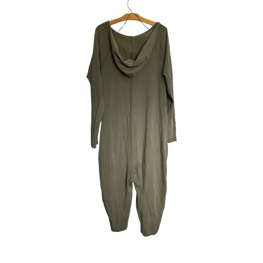 Free People FP Movement Hot Shot Onesie Sage Green Long Sleeve Romper Size XL